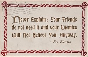 Seller image for philosophical postcard: Never Explain for sale by Mobyville