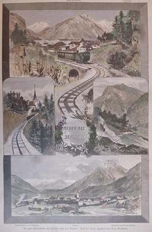 kolorierter Holzstich - Die neue Zahnradbahn von Jenbach nach dem Achensee. (Vielansicht)