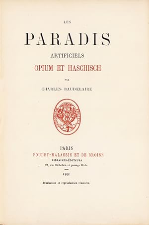 Seller image for Les Paradis artificiels. Opium et haschisch. for sale by Librairie de l'Amateur