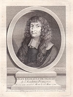 Bild des Verkufers fr Jean Regnault de Segrais" - Jean Regnault de Segrais (1624-1701) poet poete Caen novelist Portrait gravure zum Verkauf von Antiquariat Steffen Vlkel GmbH