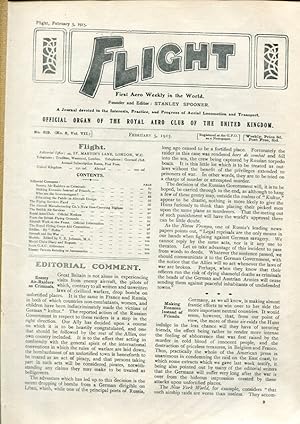 Bild des Verkufers fr Flight. Official Organ of The Royal Aero Club of The United Kingdom. No. 319 (No. 6, Vol VII.) February 5, 1915. zum Verkauf von Antiquariat & Buchhandlung Rose