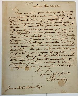 AUTOGRAPH LETTER, SIGNED "T. PICKERING," TO JAMES CAUSTEN, CONCERNING CAUSTEN'S WORK ON FRENCH SP...