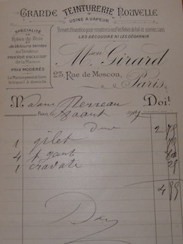 Receipts to Monsieur Perrot, 1908.