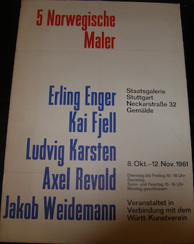 Seller image for 5 Norwegische Maler: Erling Enger, Kai Fjell, Ludvig Karsten, Axel Revold, Jakob Weidemann. Staatsgalerie Stuttgart. October 8-November 12, 1961. for sale by Wittenborn Art Books