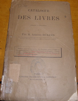Catalogue Des Livres. Lots # 1-1362.