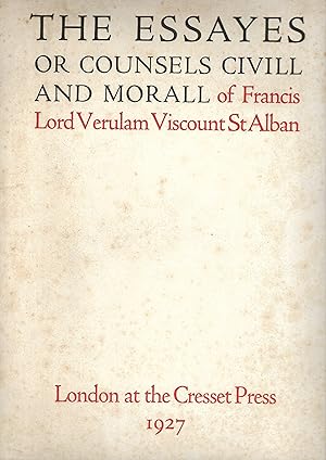 Image du vendeur pour The Essayes or Counsels Civill And Morall of Francis Lord Verulam Viscount St Alban [Prospectus] mis en vente par The Bookshop at Beech Cottage