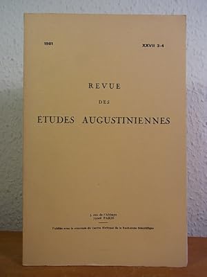 Revue des études Augustiniennes XXVII 3-4, 1981