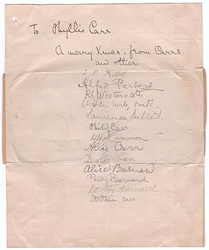 [Christmas Greeting Autographed by Members of the Circle of John Singer Sargent]