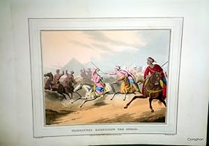 Mamalukes Exercising. Arab Slave Soldiers. 2 Hand Coloured Aquatints. 1813