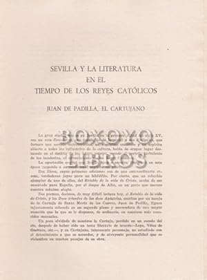 Sevilla y la Literatura en tiempos de los Reyes Católicos. Juan de Padilla, El Cartujano