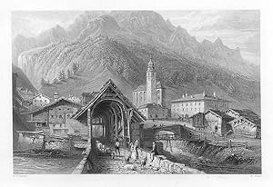 VILLAGE OF SPLUGEN,IN SWITZERLAND,1834 Swiss View