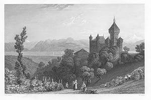 CHATEAU WUFFLENS,PAYS DE VAUD IN SWITZERLAND,1835 Print