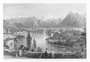 THUN FROM THE CEMETERY,IN SWITZERLAND,1834 Swiss View