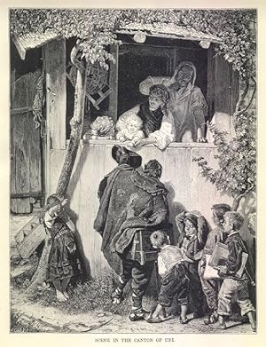 SCENE IN THE CANTON OF URI,Switzerland,1878 antique print