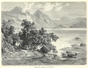 WAEGGIS,LAKE OF LUCERNE,Switzerland,1878 antique print