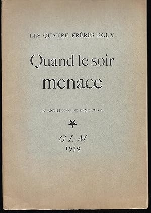 Image du vendeur pour QUAND le SOIR MENACE mis en vente par Liseronsblancs