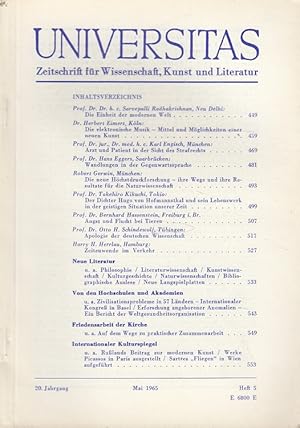 Imagen del vendedor de Universitas 20. Jahrgang 1965 - Heft 5 - Zeitschrift fr Wissenschaft, Kunst und Literatur a la venta por Versandantiquariat Nussbaum