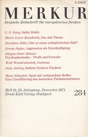Image du vendeur pour Merkur - Deutsche Zeitschrift fr europisches Denken - Heft 12 / 1971 - 25. Jahrgang (284) mis en vente par Versandantiquariat Nussbaum