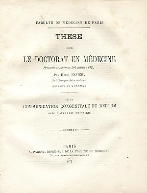 De la communication congénitale du rectum avec l'appareil urinaire. Thèse pour le Doctorat en méd...