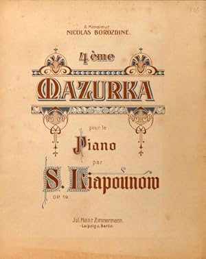 Image du vendeur pour 4me mazurka pour le piano. Op. 19 mis en vente par Paul van Kuik Antiquarian Music