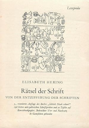 Seller image for Werbeprospekt Buchhandel: Rtsel der Schrift - Von der Entzifferung der Schriften; Leseprobe for sale by Walter Gottfried