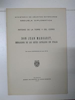 Bild des Verkufers fr Don Juan Margarit, embajador de los reyes catlicos en Italia zum Verkauf von Libros Ambig