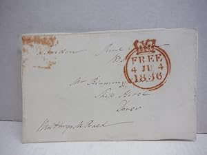 1836: WINTHROP MACKWORTH PRAED signed free franked