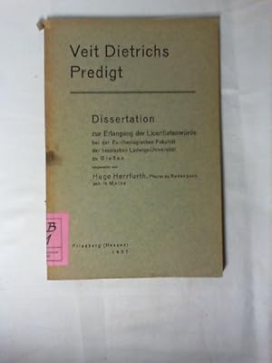 Seller image for Veit Dietrichs Predigt. for sale by Buecherhof