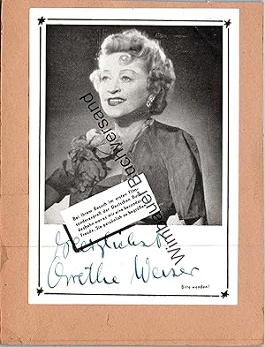 Imagen del vendedor de Original Autogramm Grethe Weiser (1903-1970) /// Autogramm Autograph signiert signed signee a la venta por Antiquariat im Kaiserviertel | Wimbauer Buchversand