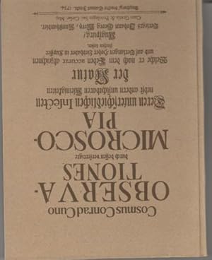 Bild des Verkufers fr OBERVATIONES durch dessen verfertigte MICROSCOPIA deren Unterschiedlichen Insecten nebst andern unsichtbaren Kleinigkeiten der Natur. Einfhrung von Armin Geus. zum Verkauf von Elops e.V. Offene Hnde