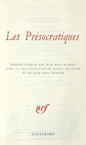 LES PRÉSOCRATIQUES.