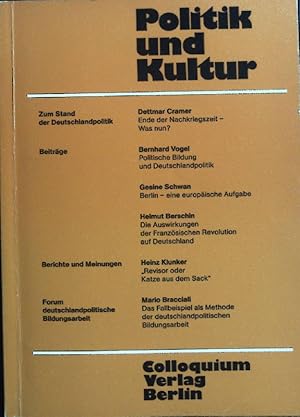 Bild des Verkufers fr Politik und Kultur. zum Verkauf von books4less (Versandantiquariat Petra Gros GmbH & Co. KG)