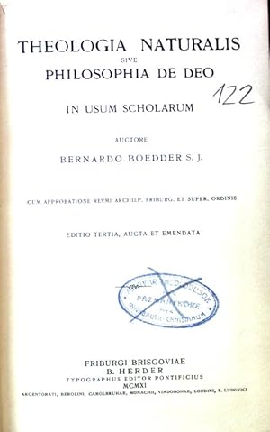 Bild des Verkufers fr Theologia Naturalis sive Philosophia de Deo in usum Scholarum. Cursus Philosophicus in usum Scholarum, pars V. zum Verkauf von books4less (Versandantiquariat Petra Gros GmbH & Co. KG)