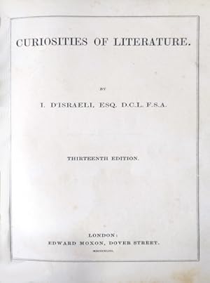 Seller image for CURIOSITIES OF LITERATURE. for sale by Livraria Castro e Silva