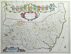 Antique Map SUFFOLK, SUFFOLCIA, BLAEU Original hand coloured map c1645