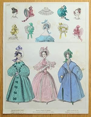 PERIOD COSTUME, Townsend, Ladies Paris Fashion plate 570 antique print 1833