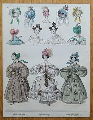 PERIOD COSTUME, Townsend, Ladies Paris Fashion plate 569 antique print 1833