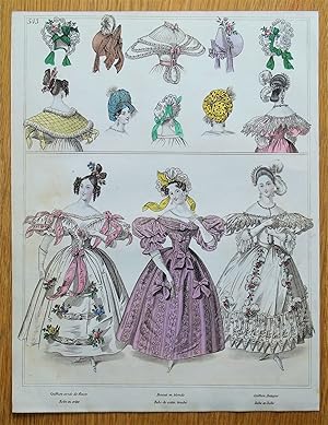 PERIOD COSTUME, Townsend, Ladies Paris Fashion plate 543 antique print 1833