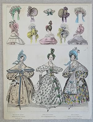 PERIOD COSTUME, Townsend, Ladies Paris Fashion plate 557 antique print 1833