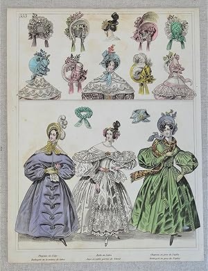 PERIOD COSTUME, Townsend, Ladies Paris Fashion plate 553 antique print 1833