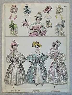 PERIOD COSTUME, Townsend, Ladies Paris Fashion plate 560 antique print 1833