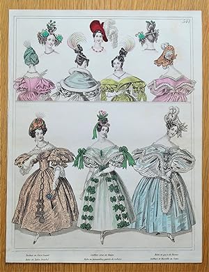 PERIOD COSTUME, Townsend, Ladies Paris Fashion plate 544 antique print 1833