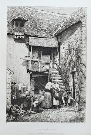 SABOT SHOP, Clogs, Netherlands M.Menpes etching original antique print 1881