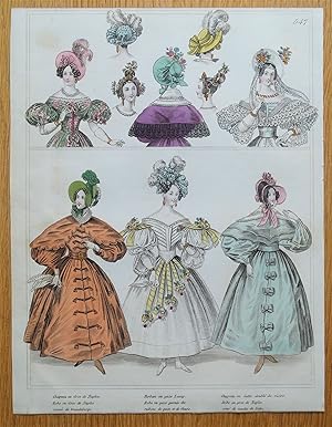 PERIOD COSTUME, Townsend, Ladies Paris Fashion plate 547 antique print 1833