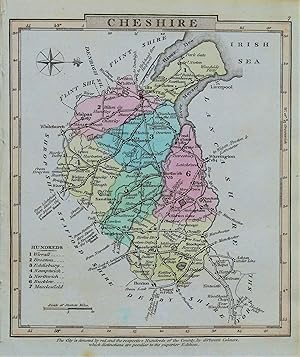 Antique Map CHESHIRE, George Gray, Original Hand Coloured County Map 1824