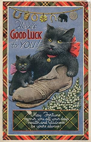 Tabby Kitten and Puppy on Platform You better behave from Colby's Pets Series  5464 Vintage Postcard
