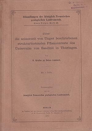 Bild des Verkufers fr Ueber die seinerzeit von Unger beschriebenen strukturbietenden zum Verkauf von Clivia Mueller