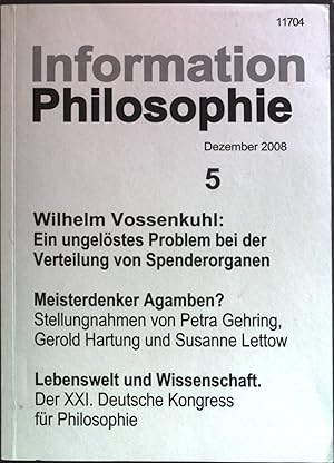 Bild des Verkufers fr Ein ungelstes Problem bei der Verteilung von Spendeorganen: in - Information Philosophie Nr. 5/08. zum Verkauf von books4less (Versandantiquariat Petra Gros GmbH & Co. KG)