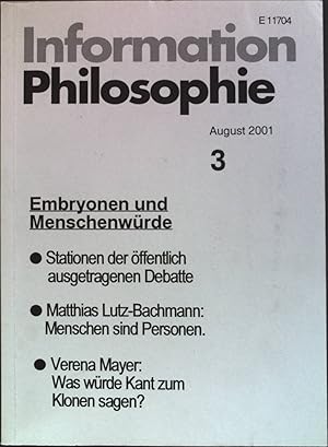 Bild des Verkufers fr Was wrde Kant zm Klonen sagen?: in - Information Philosophie Nr. 3/01. zum Verkauf von books4less (Versandantiquariat Petra Gros GmbH & Co. KG)