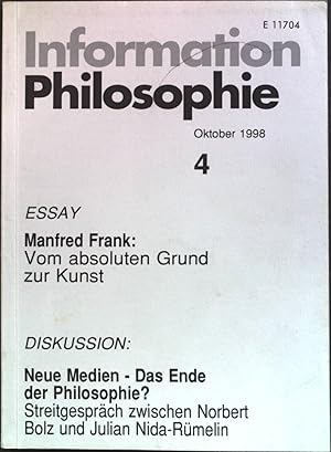 Seller image for Vom absoluten Grund zur Kunst: in - Information Philosophie Nr. 4/98. for sale by books4less (Versandantiquariat Petra Gros GmbH & Co. KG)
